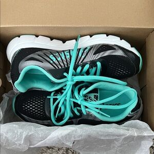 ASICS Women's Black and Turquoise Athletic Shoes